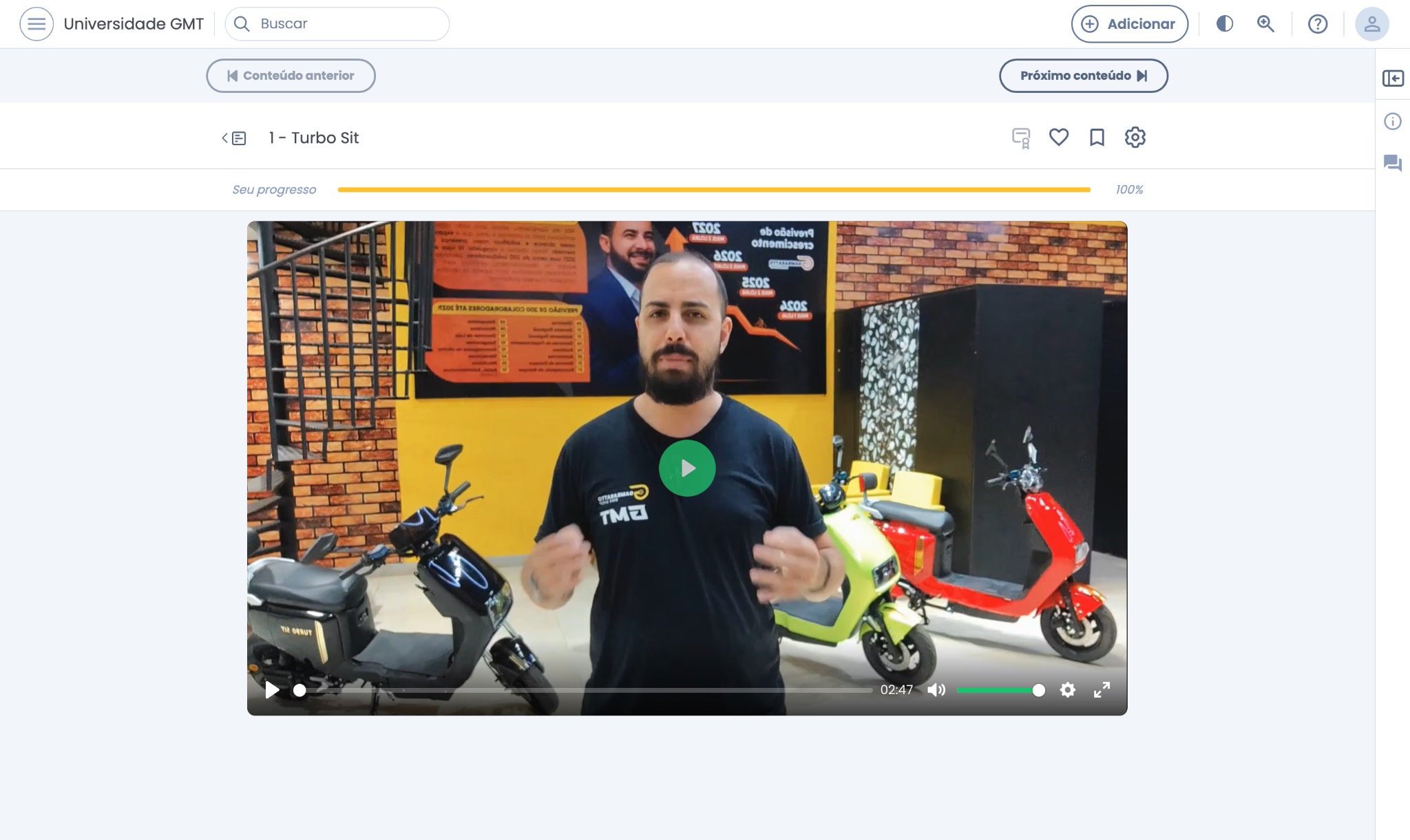 Aula sobre modelo Turbo Sit na Universidade GMT